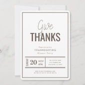 Danke Minimalistisches Erntedank Dinner Einladung (Vorderseite)