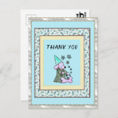 Danke Mint Floral Niedlich Dog Postkarte (Vorne/Hinten)
