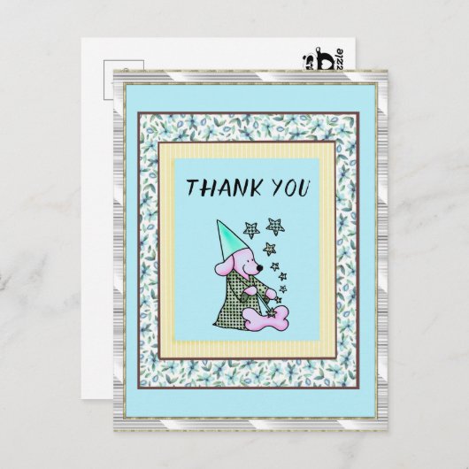 Danke Mint Floral Niedlich Dog Postkarte (Vorne/Hinten)