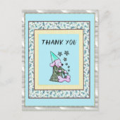 Danke Mint Floral Niedlich Dog Postkarte (Vorderseite)