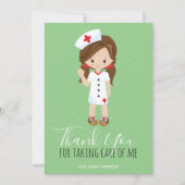 Danke Mint Green Script Brown Hair Nurse (Vorderseite)