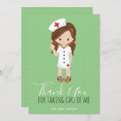 Danke Mint Green Script Brown Hair Nurse (Vorne/Hinten)