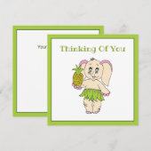 Danke, Minze floral Pinaple und Elefant Mitteilungskarte (Vorne/Hinten)