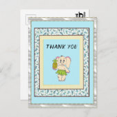 Danke, Minze floral Pinaple und Elefant Postkarte (Vorne/Hinten)