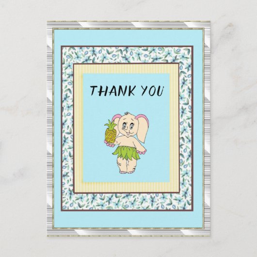 Danke, Minze floral Pinaple und Elefant Postkarte (Vorderseite)