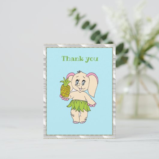 Danke, Minze floral Pinaple und Elefant Postkarte (Stehend Vorderseite)