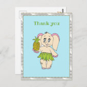 Danke, Minze floral Pinaple und Elefant Postkarte (Vorne/Hinten)