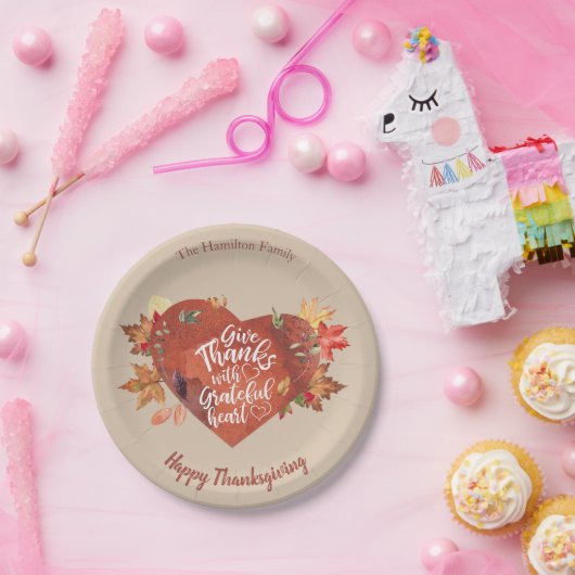 Danke mit dankbarem Erntedank Brown Pappteller (Party)