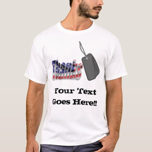 Danke mit den Dog Tags und Ihrem benutzerdefiniert T-Shirt (Vorderseite)