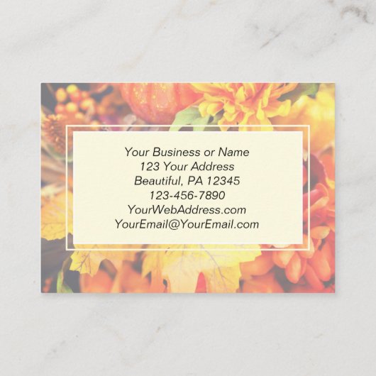 Danke mit einem Dankeschön an die Blume des Herbst Visitenkarte (Rückseite)