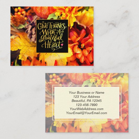 Danke mit einem Dankeschön an die Blume des Herbst Visitenkarte (Vorne/Hinten)