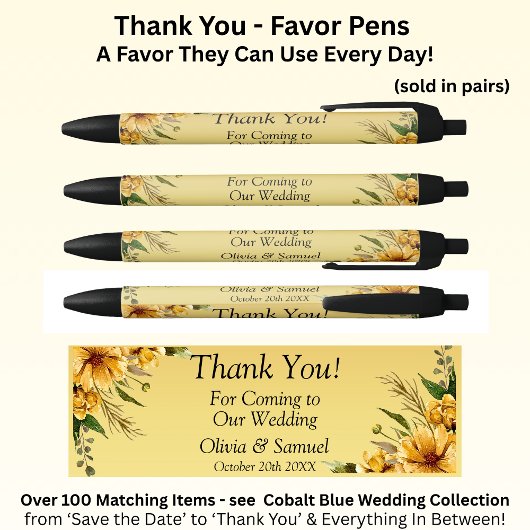 Danke mit Golden Yellow Flowers Kugelschreiber