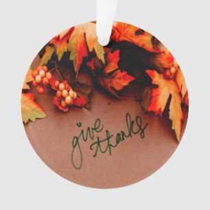 Danke mit Herbstblättern zum Erntedankfest Ornament
