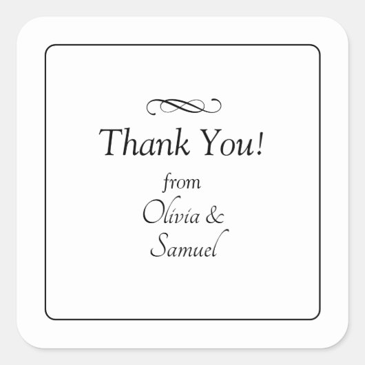 Danke! mit Namen, Schwarze Weiße Unendlichkeit Scr Quadratischer Aufkleber (Vorderseite)