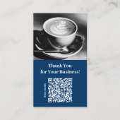Danke mit QR-Code - Blaues Café Treuekarte (Vorderseite)