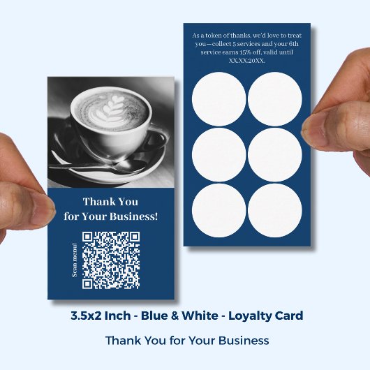 Danke mit QR-Code - Blaues Café Treuekarte