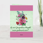 Danke, mit Vintager Hollyhock-Blüte zu kardieren Dankeskarte (Rückseite)