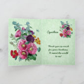 Danke, mit Vintager Hollyhock-Blüte zu kardieren Dankeskarte (Innenseite)