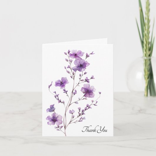 Danke Mitgefühl mit lila Blumen Karte (Vorderseite)