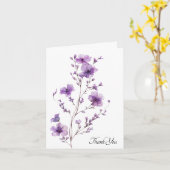 Danke Mitgefühl mit lila Blumen Karte (Gelbe Blume)
