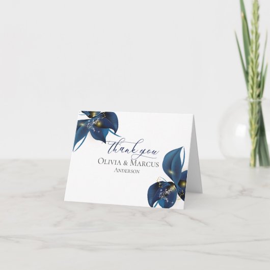 Danke | Modern Deep Indigo Blue und Gold (Vorderseite)