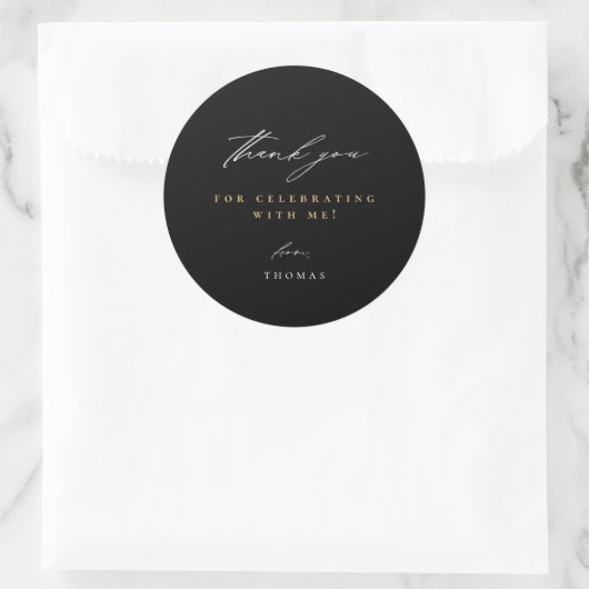 Danke Modern Script Schwarz Runder Aufkleber (Tasche)