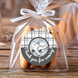 Danke, Modern Tartan Ice Skaten Gefallen Runder Aufkleber