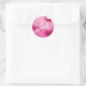 DANKE moderne handgeschriebene dunkle rosa Wasserf Runder Aufkleber (Tasche)