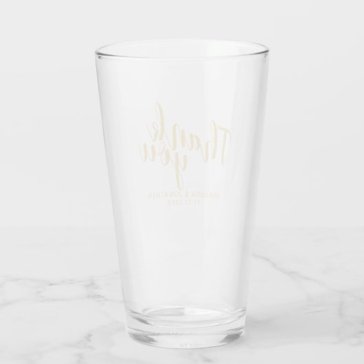 'Danke' Moderne Script Gold Gastgeschenk Hochzeit Glas (Rückseite)
