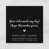 DANKE moderne Spot handschrift schwarz geschrieben Quadratische Visitenkarte (Rückseite)