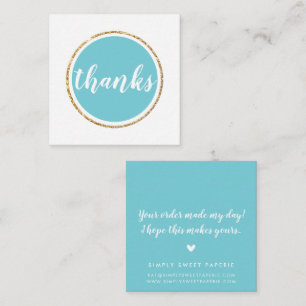 DANKE moderne Spot handschrift Skript aqua blau Quadratische Visitenkarte
