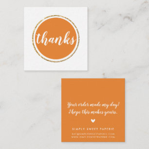 DANKE moderne Spot handschrift Skript orange Quadratische Visitenkarte