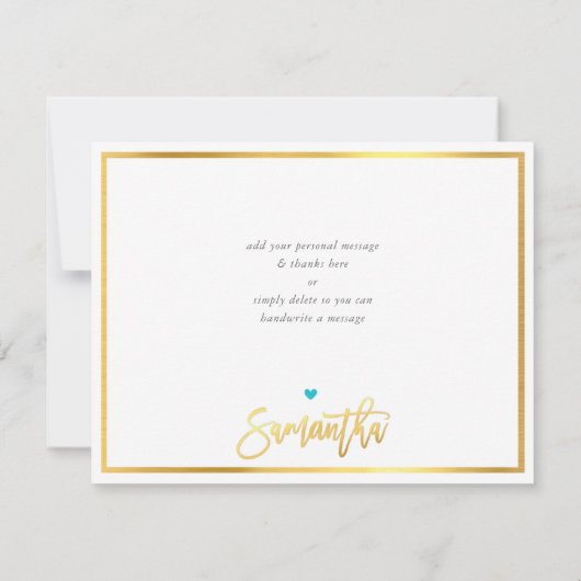 DANKE moderne türkisblaue Goldschrift SAMANTHA (Rückseite)