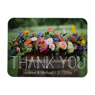 danke moderne weiße Typografie Foto-Hochzeit Magnet