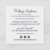 DANKE modernen Logo-Geschäft danke schlicht schwar Quadratische Visitenkarte (Rückseite)