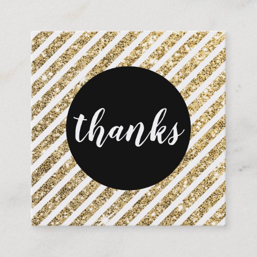DANKE modernen Skriptstreifen schwarzen Gold Glitz Quadratische Visitenkarte (Vorderseite)