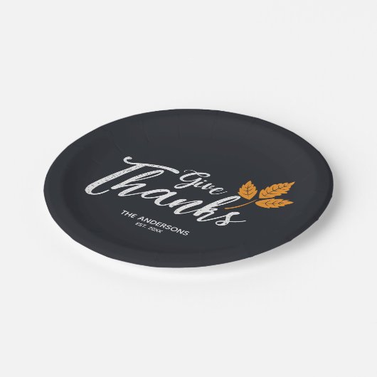 Danke. Moderner Erntedank. Pappteller (Schrägansicht)