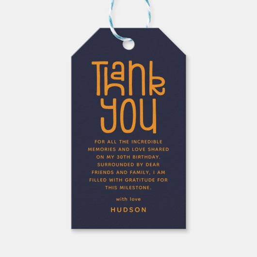 Danke Modernes Geburtstagsgeschenk Geschenkanhänger (Vorderseite)