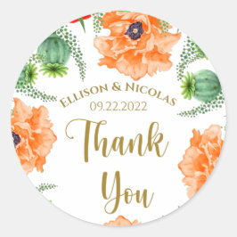 Danke, Mohn-Blume Runder Aufkleber