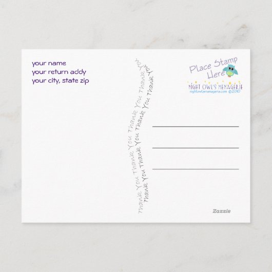 Danke Monogram Postcard Postkarte (Rückseite)