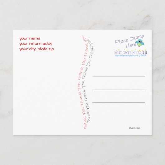 Danke Monogram Postcard Postkarte (Rückseite)