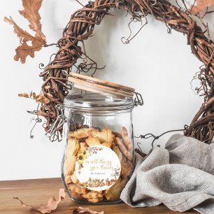 Danke   Monogramm des Aquarell-Erntedanks Runder Aufkleber