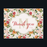 Danke - Monogramm-elegantes schönes Blumen Postkarte<br><div class="desc">Eleganter schöner personalisierter mit Blumenentwurf MonogrammVintagen viktorianischen Watercolor für Sie. Sie können diesen Entwurf mit Ihren Monogrammen,  Text,  Namen oder Foto besonders anfertigen. Genießen Sie ihn und haben Sie Spaß!</div>