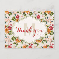 Danke - Monogramm-elegantes schönes Blumen