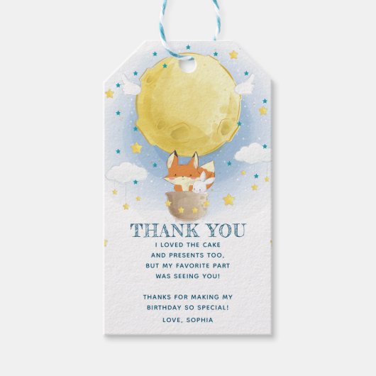 Danke, Moon Air Balloon Geschenkanhänger (Vorderseite)