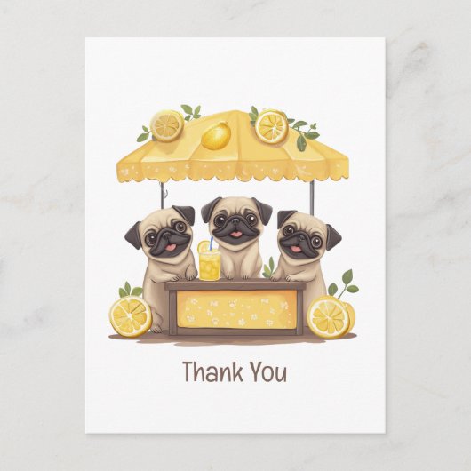 Danke Mops Hogs Lemonade Stand Postkarte (Vorderseite)