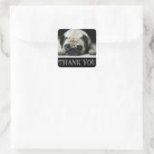Danke Mops Puppy Dog Black & White Quadratischer Aufkleber (Tasche)