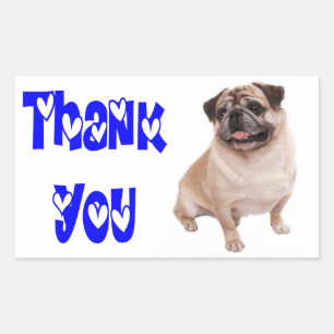 Danke Mops Welpen Hund Gruß Aufkleber / Etikett