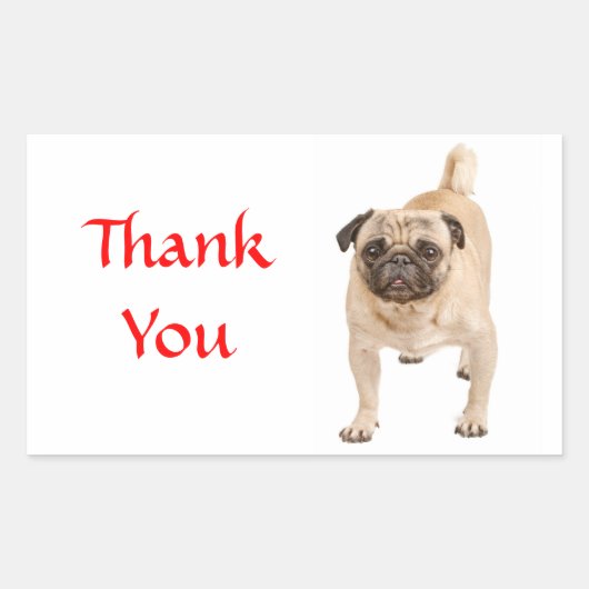 Danke Mops Welpenhund Gruß Aufkleber (Vorderseite)