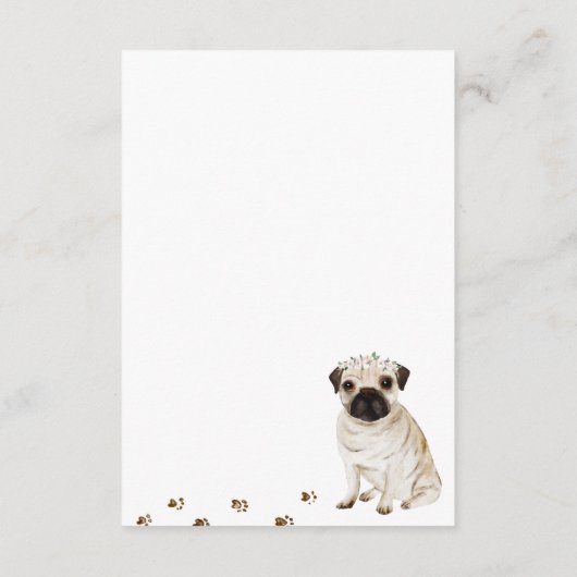 Danke, Mops Welpenhund Hochzeit Begleitkarte (Rückseite)